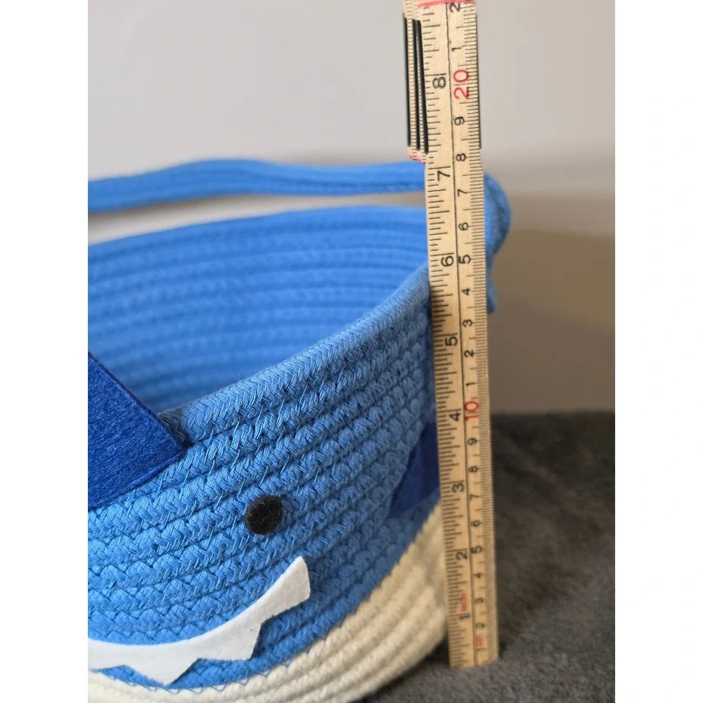 Target Shark Coiled Rope Basket Blue White Small Storage Bin Nursery Decor